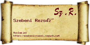 Szebeni Rezső névjegykártya